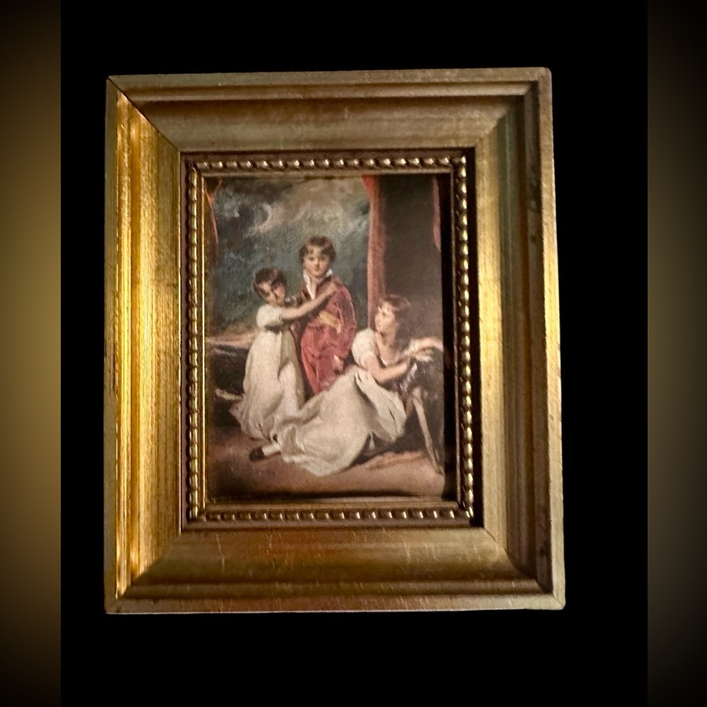 Thomas Lawrence, Portrait of  “The Calmady Children”, Silk, Gold Frame